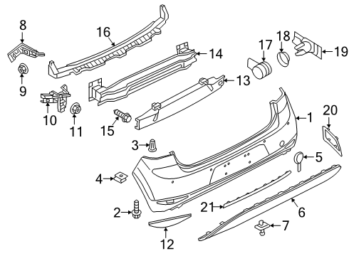2015 Volkswagen e-Golf Bumper & Components - Rear Diagram