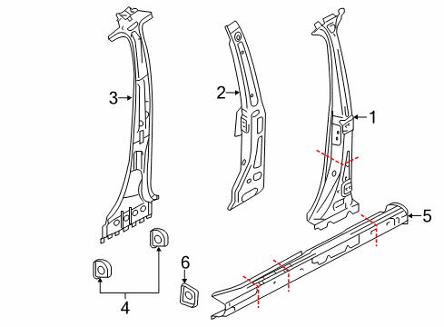 2013 Volkswagen Touareg Center Pillar & Rocker