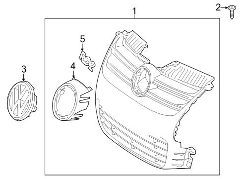 2008 Volkswagen R32 Grille & Components Diagram