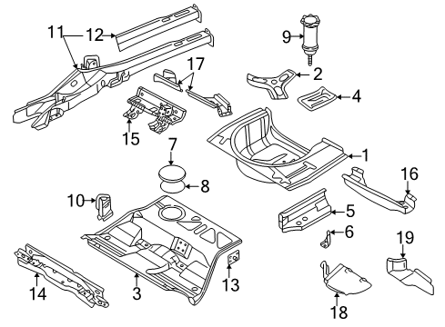 2002 Volkswagen Passat Rear Floor & Rails Diagram 4