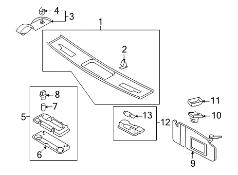 2012 Volkswagen Eos Interior Trim - Roof Diagram