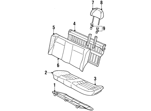 1993 Volkswagen Jetta Rear Seat Components Diagram 2