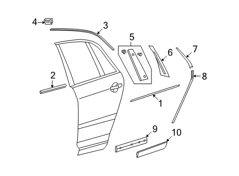 2005 Volkswagen Phaeton Exterior Trim - Rear Door Diagram