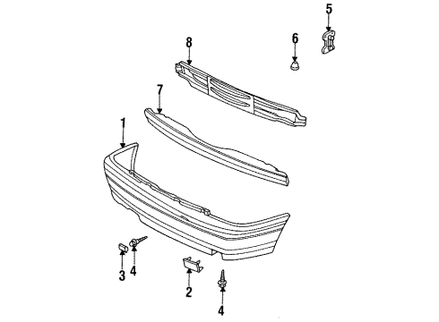 1993 Volkswagen Jetta Bumper & Components - Rear Diagram