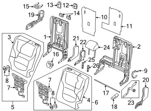 2017 Volkswagen Touareg Rear Seat Components Diagram 2