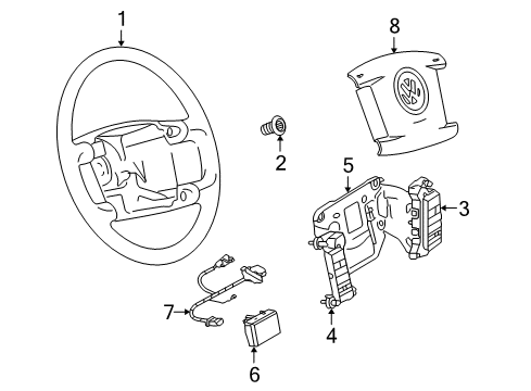 2005 Volkswagen Phaeton Steering Wheel & Trim Diagram