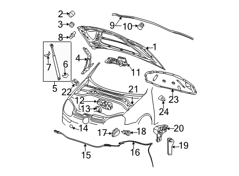 2006 Volkswagen Jetta Hood & Components Diagram