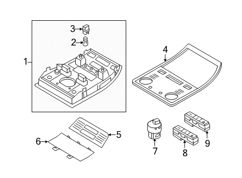 2014 Volkswagen Touareg Overhead Console Diagram