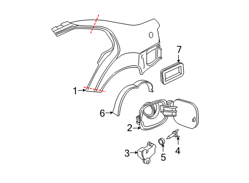 2000 Volkswagen Jetta Quarter Panel & Components Diagram