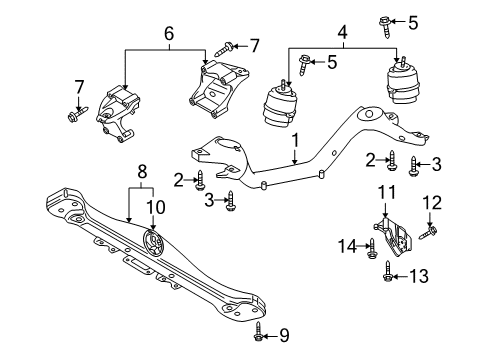2005 Volkswagen Touareg Engine & Trans Mounting Diagram