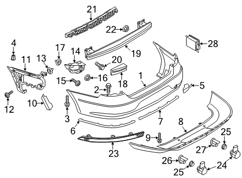 2014 Volkswagen CC Bumper & Components - Rear Diagram