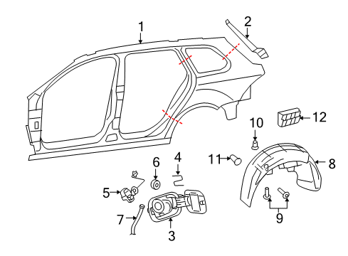 2010 Volkswagen Jetta Quarter Panel & Components Diagram