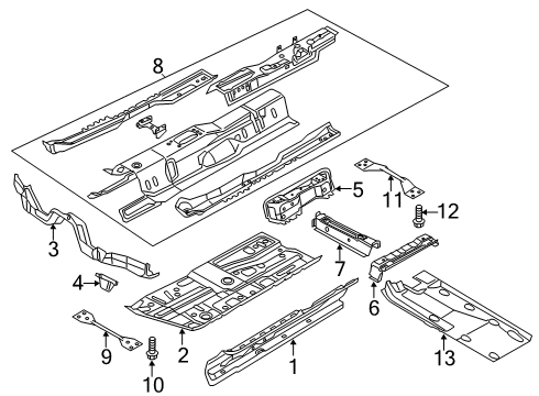 2021 Volkswagen Passat Floor & Rails Diagram
