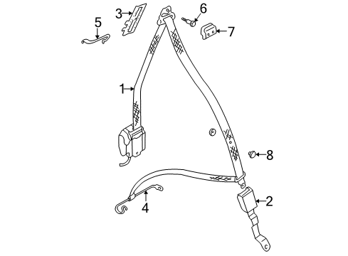 1999 Volkswagen Cabrio Seat Belt - Body Diagram 2