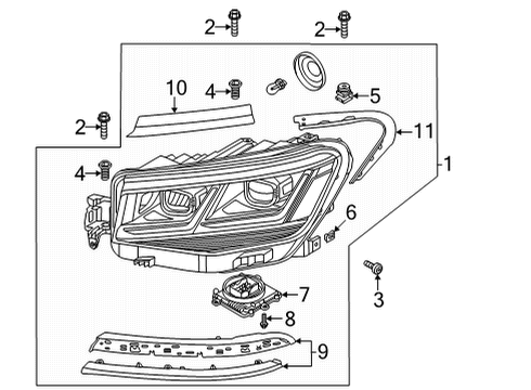 2022 Volkswagen Atlas Headlamp Components Diagram