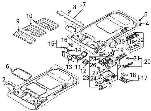 2010 Volkswagen Passat Interior Trim - Roof Diagram
