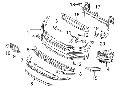 2019 Volkswagen Jetta Bumper & Components - Front Diagram