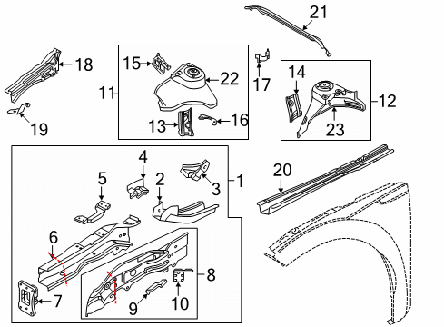 2019 Volkswagen Arteon Structural Components & Rails Diagram