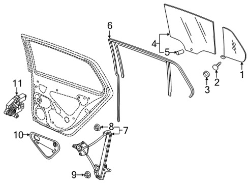 2021 Volkswagen Golf Glass - Door Diagram