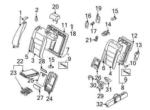 2009 Volkswagen Jetta Rear Seat Components Diagram