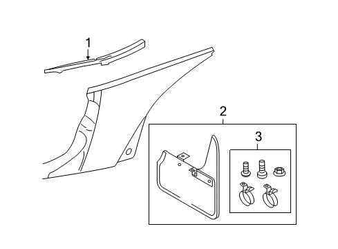 2010 Volkswagen Beetle Splash Guard Kit Mount Kit Diagram for 1C0-075-701-B