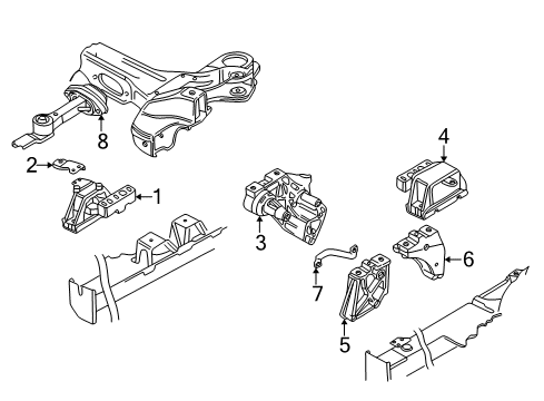 1999 Volkswagen Golf Engine & Trans Mounting Diagram