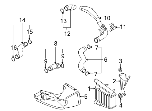 2004 Volkswagen Passat Intercooler Bracket Diagram for 058-145-813-E