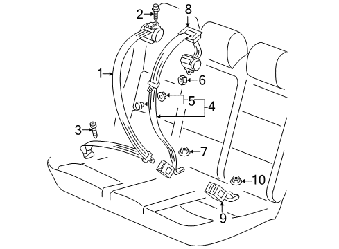 2016 Volkswagen e-Golf Rear Seat Belts Diagram