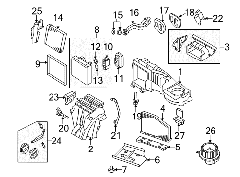 2009 Volkswagen CC A/C Evaporator & Heater Components Diagram