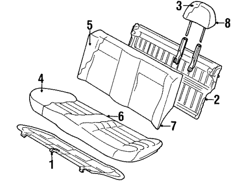 1999 Volkswagen Golf Rear Seat Components Diagram