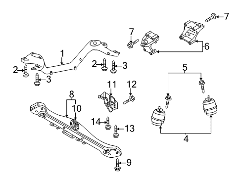 2011 Volkswagen Touareg Engine & Trans Mounting Diagram