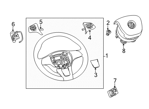 2014 Volkswagen Touareg Steering Wheel & Trim Diagram