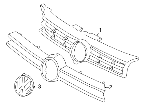 1999 Volkswagen Cabrio Grille & Components Diagram