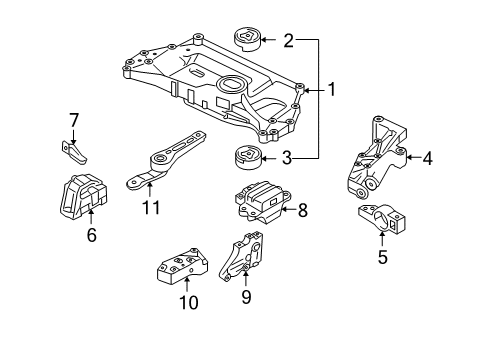 2009 Volkswagen Rabbit Engine & Trans Mounting Diagram