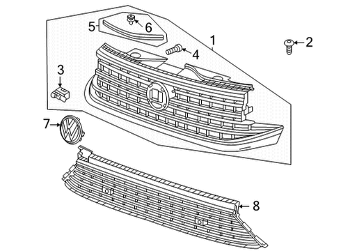 2023 Volkswagen Atlas Cross Sport Grille & Components Diagram