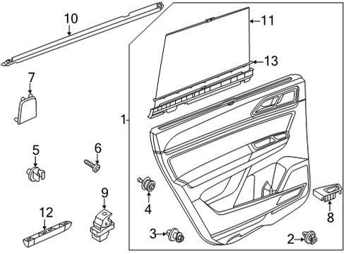 2025 Volkswagen Atlas Cross Sport Interior Trim - Rear Door Diagram
