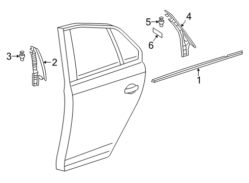 2025 Volkswagen Jetta Exterior Trim - Rear Door Diagram