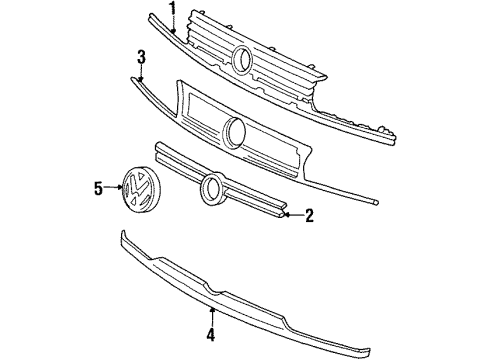 1995 Volkswagen Cabrio Grille & Components Diagram