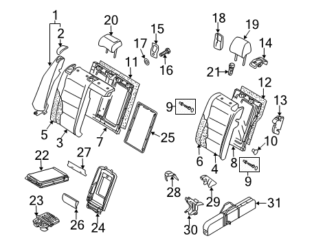 2010 Volkswagen Golf Rear Seat Components Diagram