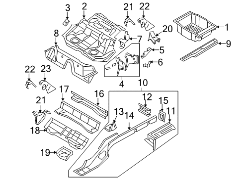 2007 Volkswagen Passat Rear Floor & Rails Diagram 2