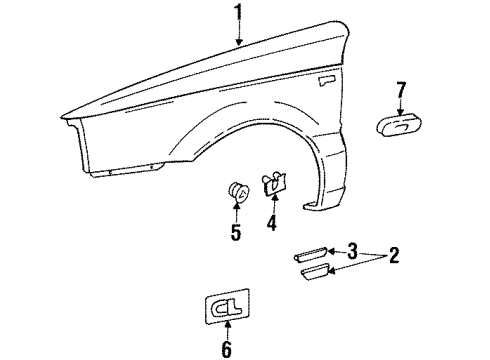 1991 Volkswagen Passat Exterior Trim - Fender Diagram