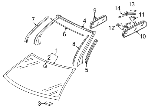 2009 Volkswagen Eos Glass - Windshield Diagram