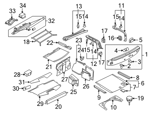 2004 Volkswagen Phaeton Interior Trim - Rear Body Diagram