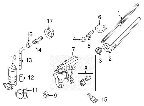 2012 Volkswagen Touareg Rear Wiper Components Diagram