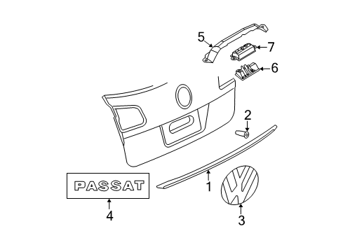 2010 Volkswagen Passat Exterior Trim - Lift Gate Diagram