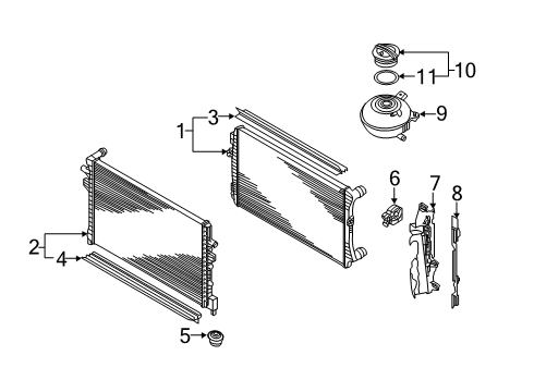 2019 Volkswagen Golf SportWagen Radiator & Components Diagram