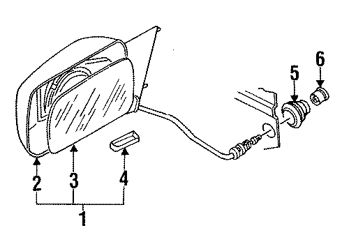1987 Volkswagen Golf Mirror Diagram for 191-857-502-H