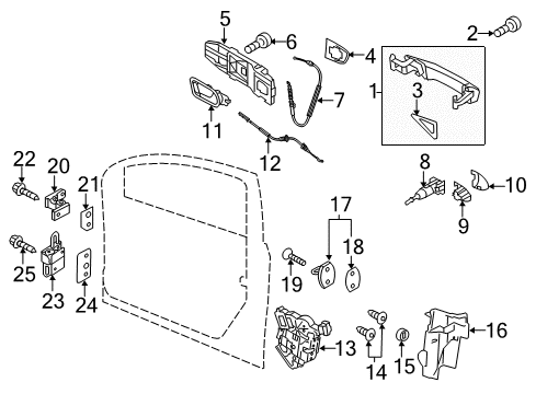 2014 Volkswagen Golf Front Door - Lock & Hardware Diagram