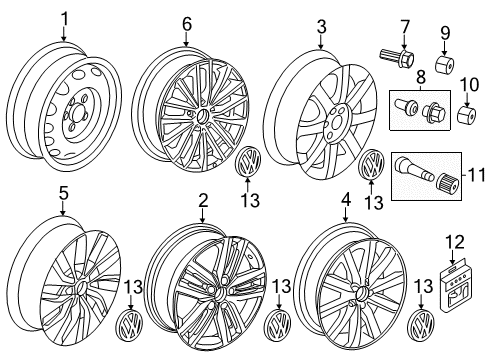 2011 Volkswagen Jetta Wheel Covers & Trim Diagram 4