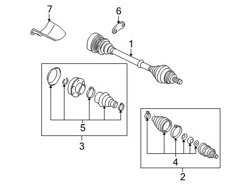 2007 Volkswagen Eos Drive Axles - Front Diagram
